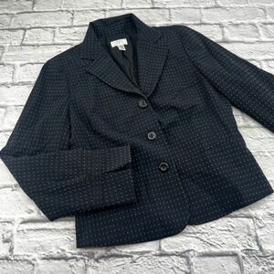 Ann Taylor Loft Womens Black White Polka Dot 3-Button Blazer Jacket Size 8